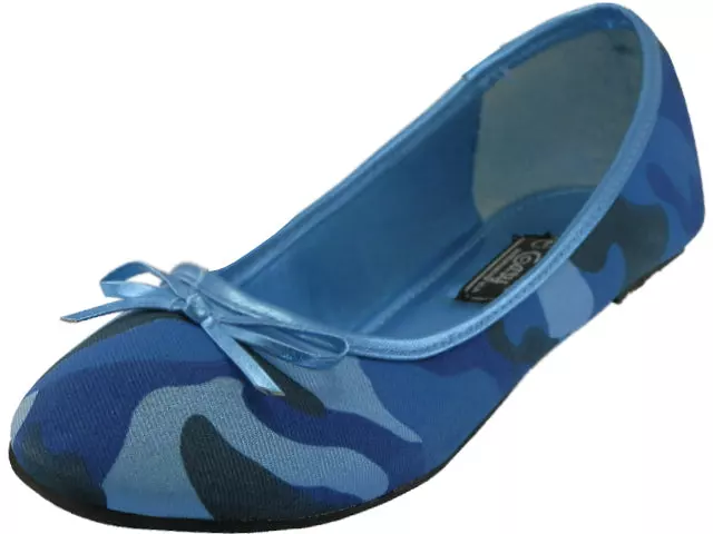 S9800L - Women's "Easy USA" Camouflage Ballet Flat Shoes — Blue (S9800L-X) / 5-10 Assorted