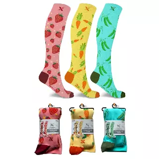 Fruity Fun Knee High Compression Socks - 3 ASST STYLES — Large/XL