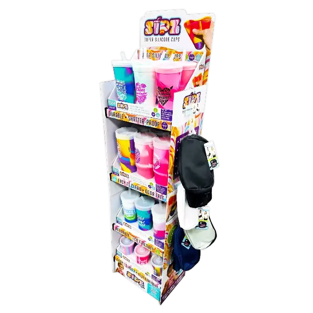 Silicone Cup Drinkware Assortment Floor Display - 32 Pieces Per Retail Ready Display Kit 88608