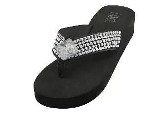 W755L-BB - Wholesale Women's "Easy USA" Wedge Rhinestone Upper Thong Sandals
