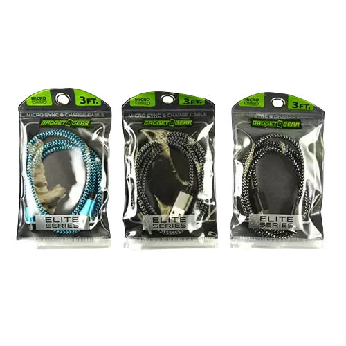 Charging Cable Elite Cloth USB to Micro USB 3FT - 3 Pieces Per Pack 21153