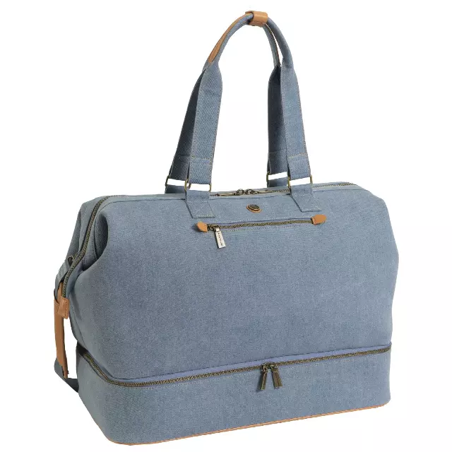 Max Studio The Billie 20 Inch Denim Drop Bottom Weekender Duffel
