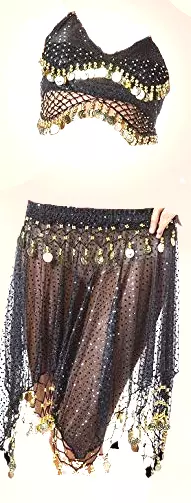 CHH-16058- 2 pc Women's Belly Dance Costume Set - $12.00 Each (3 pcs per pack) — Black