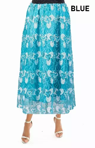 CHH-19014-17 - Women's Sequin Skirt High Waist Sparkle Party Cocktail Skirt (3-PCS PRE-PACK) — One Size Plus / Blue / 3-Pcs Per Pack