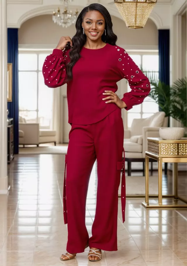 25059 - Elegant 2-Pcs Top & Pant Set - $25.00 Each (3 pcs per pack) — Print-1303B