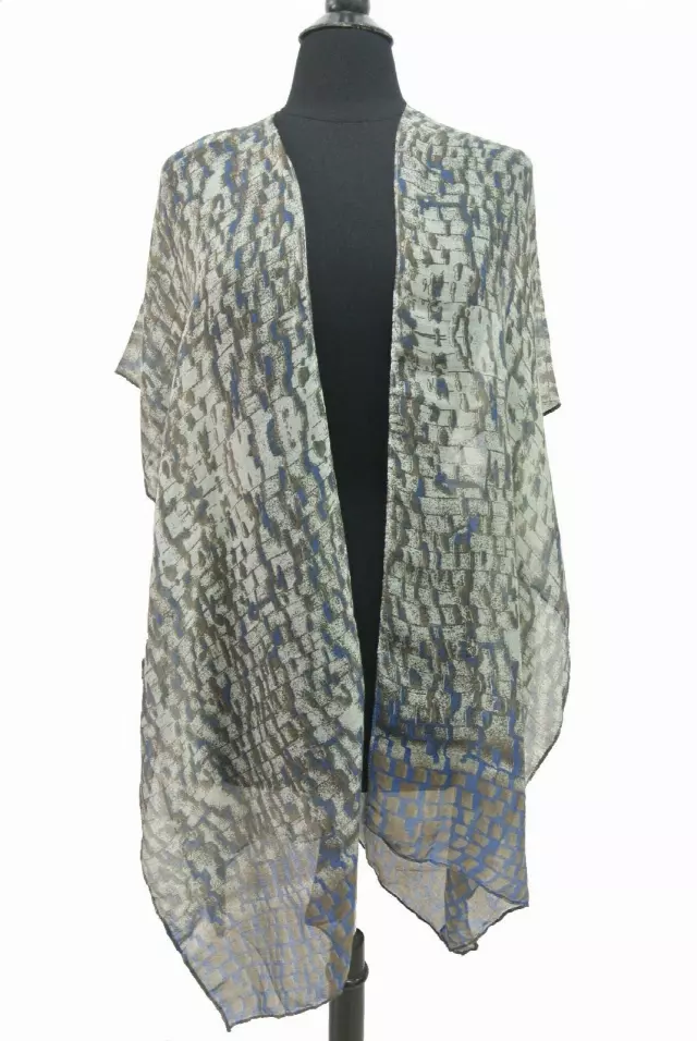QC205 Pattern Spring Kimono — Teal