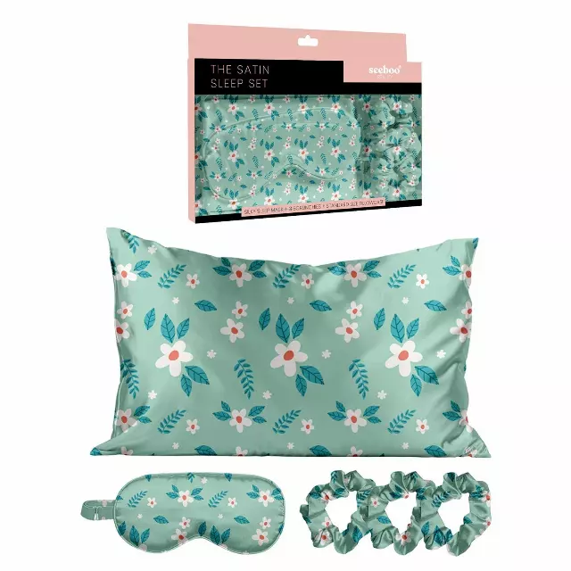 Satin Self Care Sleep Set — Spring Meadow