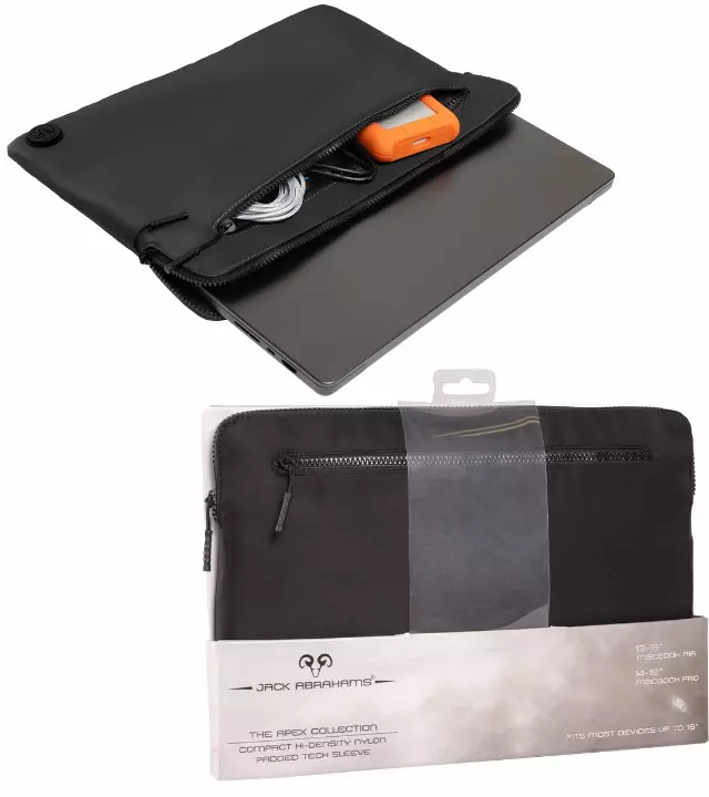 Jack Abrahams The Apex Nylon Protective Padded Laptop Sleeve — 100-BLACK