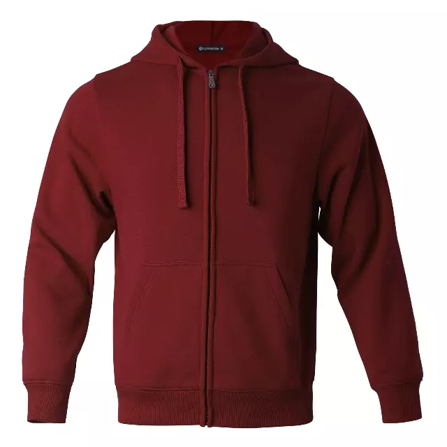 Men's Full Zip Fleece Hoodie Sweatshirt 280gsm 80%Cotton 20% Polyester - Style #MFJ103 - $12.80/Unit - 12PCS/CS - PLEASE SEE DESCRIPTION — Wine