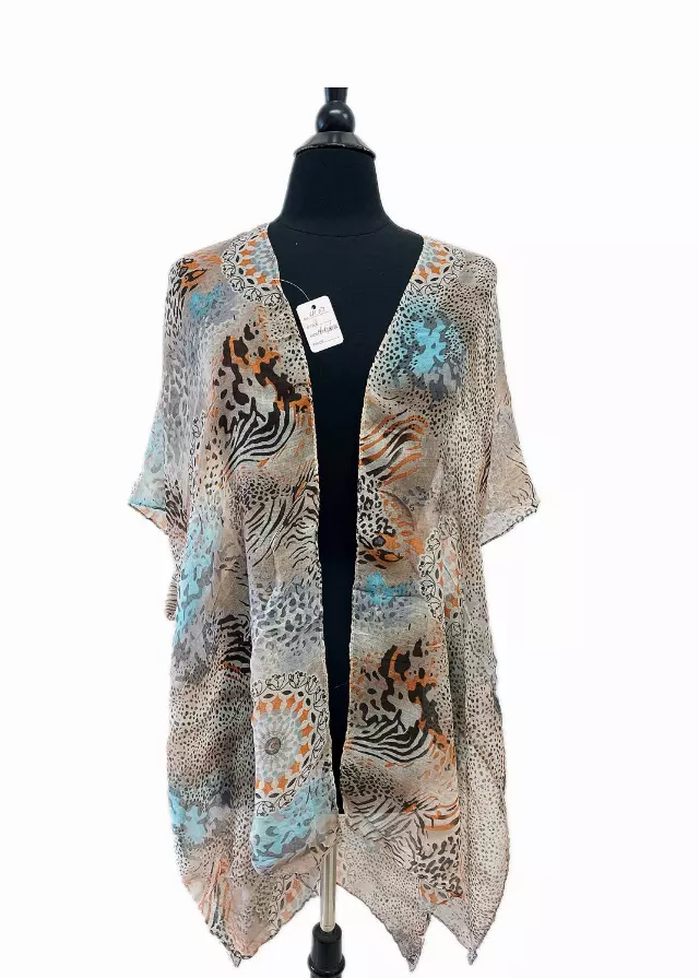 CH07 Multi Pattern Spring Kimono — Orange