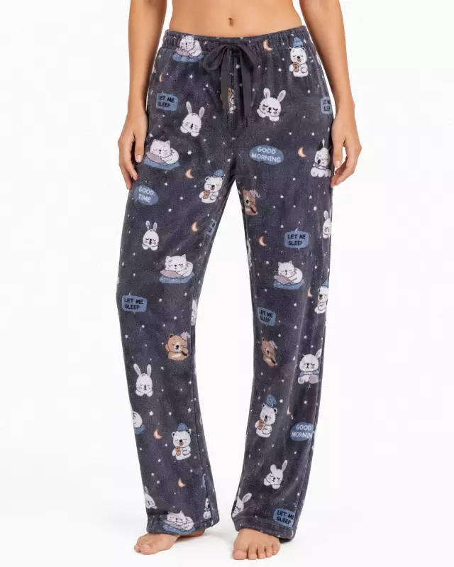 Ladies' Micro Polar Lounge Pants #08 — Gray / S-M-L-XL