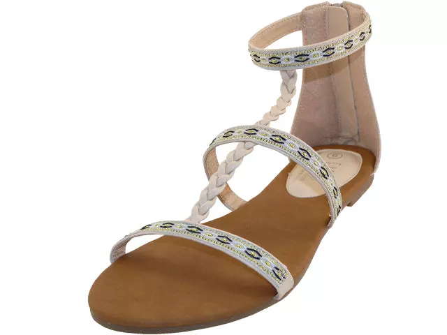 W6500L - Women's "Easy USA" Braid Gladiator Sandals — Beige (W6500L-C) / 6-11 Assorted