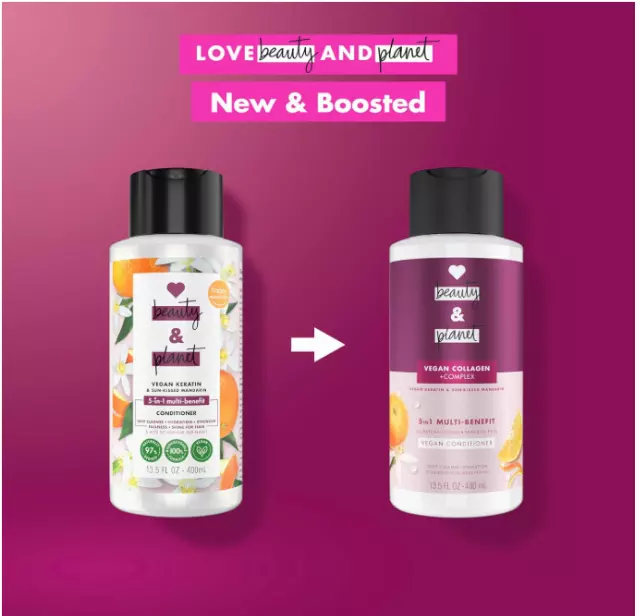 Love Beauty and Planet 5-in-1 Multi-Benefit Conditioner Vegan Keratin Collagen & Sun-Kissed Mandarin, for a Deep Cleanse, Hydration, Strength, Fullness, & Shine, 13.5 fl oz (packaging may vary)