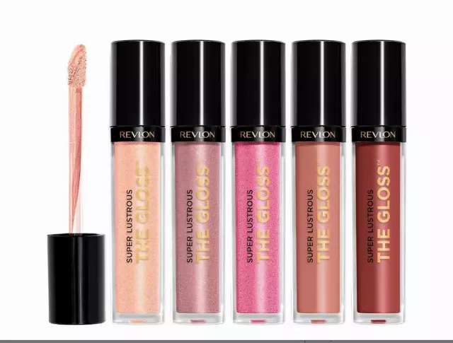Revlon Super Lustrous The Gloss, 5 Piece Lipgloss Gift Set, Non-sticky High Shine Color in Cream & Pearl Finishes, Pack of 5, 0.75 Fl Oz