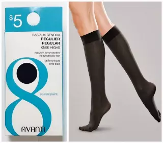 #6-96998 Avanti Nylon Knee High (Black) – $.65 per pack of 8 (15 Packs)