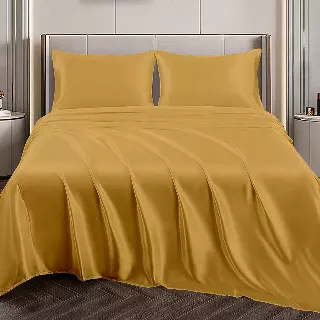 Silky-Soft Satin Sheet Set (4-Piece) — Gold / King