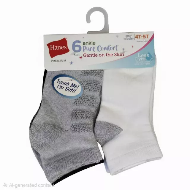#4-H-6410 ‘Hanes’ Toddler Ankle Socks 6 Pair Pack – $2.90 per pack (7 Packs)