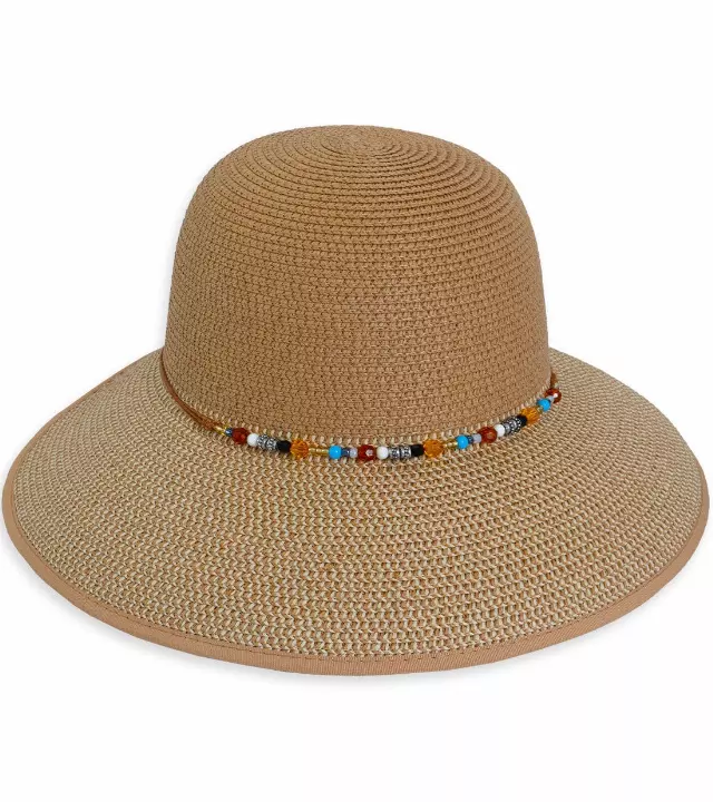 Magid Beaded Crown Two Tone Straw Bucket Hat — TOAST