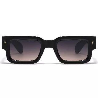 Fashion Rectangular Sunglasses with Gold Accent Rivets and Wide Side Temples P11092