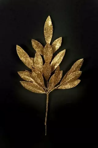 PPX5010gold – 16.5” Sparkle Glitter bay leaf spray x 3 “dz”- MIN 1 DZ – CASE PACK 30 DZ