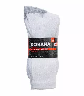 Socks - 10-13 White Grey H&T Crew Socks - 675-3