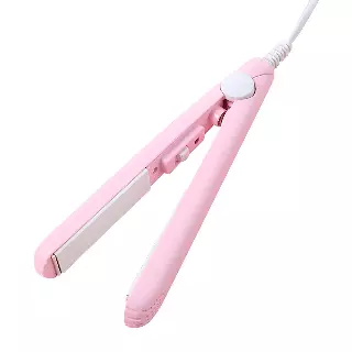 Mini Curling Iron, Mini Straightener, 2 in 1 Ceramic Flat Iron Tourmaline Plate Curler Beauty Heating Curler Professional Hair Styling Tool(Pink