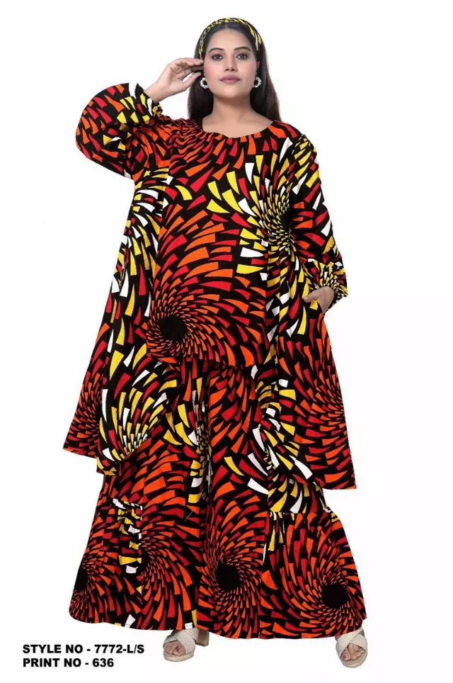 7772LS Authentic African Print 2pc Pant Set (Long Sleeves) - $30.00 Each (3 pcs per pack) — Free Size / Print-636