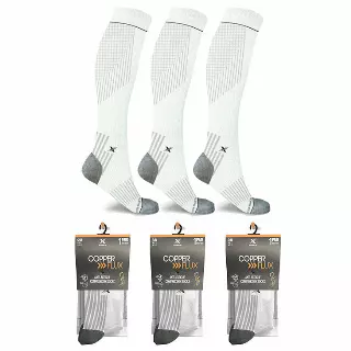 COPPER-INFUSED TARGETED COMPRESSION SOCKS — White / Large/XL
