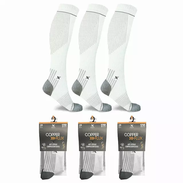 COPPER-INFUSED TARGETED COMPRESSION SOCKS — White / Large/XL