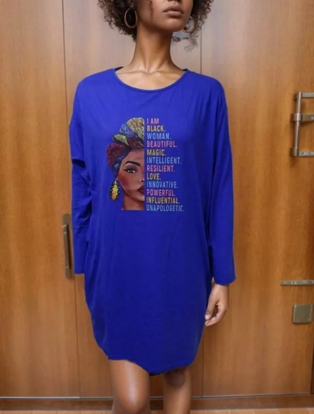 21030 Verbiage Long Sleeve Tunic Dress - One Size (6-PCS PRE-PACK) ($12.00 Each) (Copy)