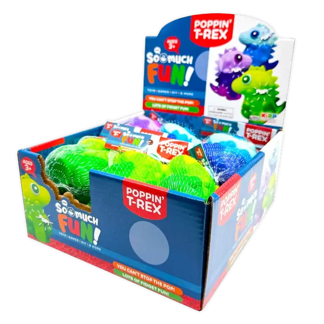Fidget Pop Dino T-Rex Ball - 12 Pieces Per Retail Ready Display 25006