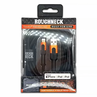 Charging Cable Roughneck Soft Cloth USB to Lightning 10FT 2.4 Amp - 4 Pieces Per Retail Ready Pack 41594