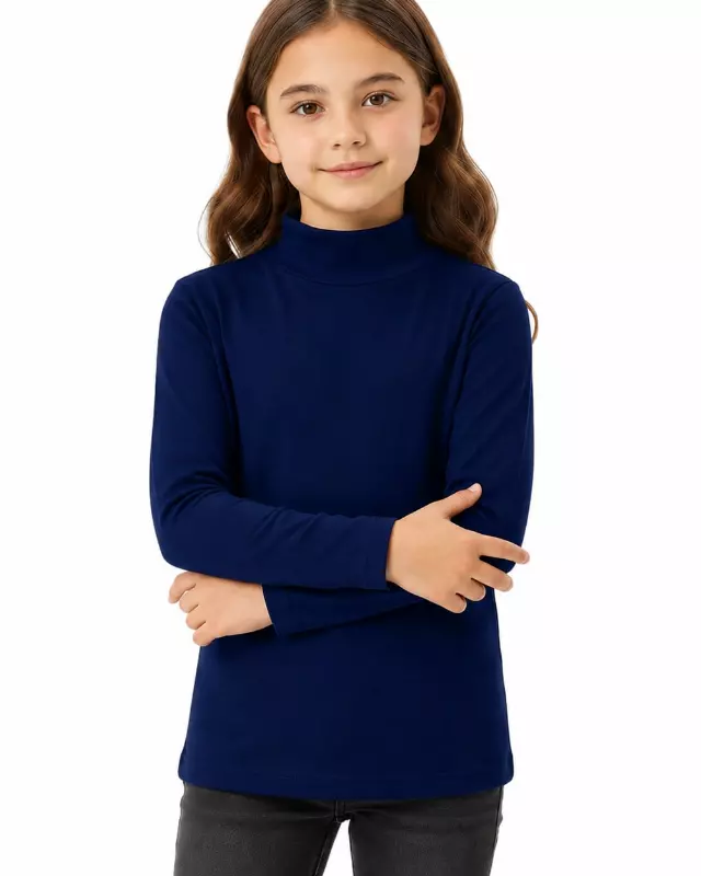 Girls' Turtle Neck Shirt — Navy / S/M - L/XL