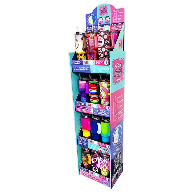 40 oz Insulated Printed Cup Assortment Floor Display - 24 Pieces Per Retail Ready Display Kit 88523