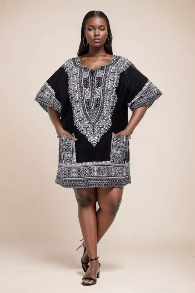 101R - Dashiki Top (6-Pcs PRE-PACK)($7 Each) — One Size (4-16) / Black