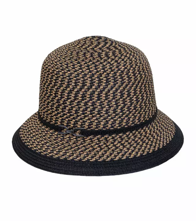 Magid Two Tone Metal Accent Straw Bucket Sun Hat — BLACK