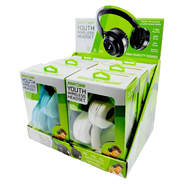 Wireless Headphones Youth with Aux Cable - 6 Pieces Per Retail Ready Display 23724