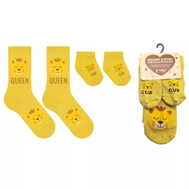 Mommy & Baby Matching Socks Set – Non-Slip Baby (0–6 Months) — Lioness