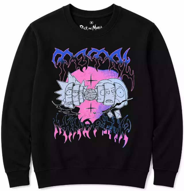 RICK AND MORTY MIND FUCK 90S RAVE CREWNECK BLACK