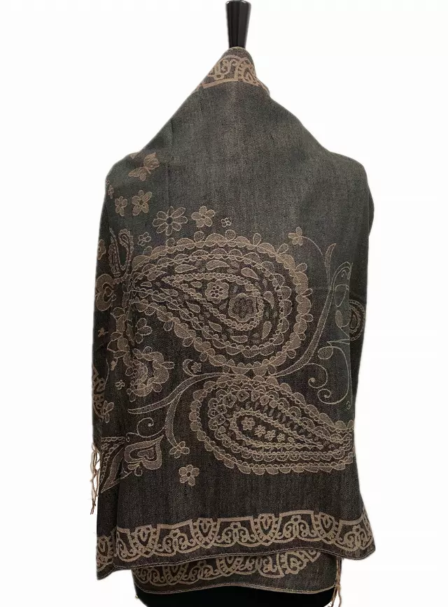 IN127 Pattern Pashmina — black