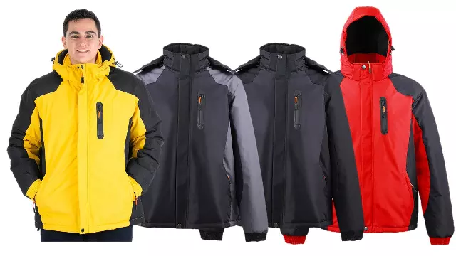 Men's synthetic insulated PVC coating fabric Jacket - Style #MFJ180 - $18.00/Unit — M-2XL (WHOLESALE) / Yellow