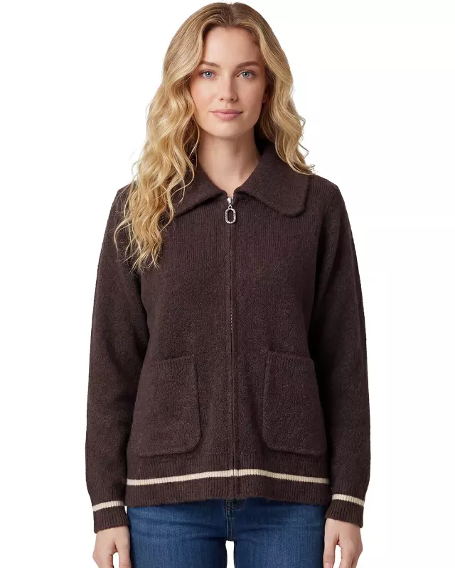 Ladies Sweater Jacket #30 — Dark Brown / S/M-L/XL