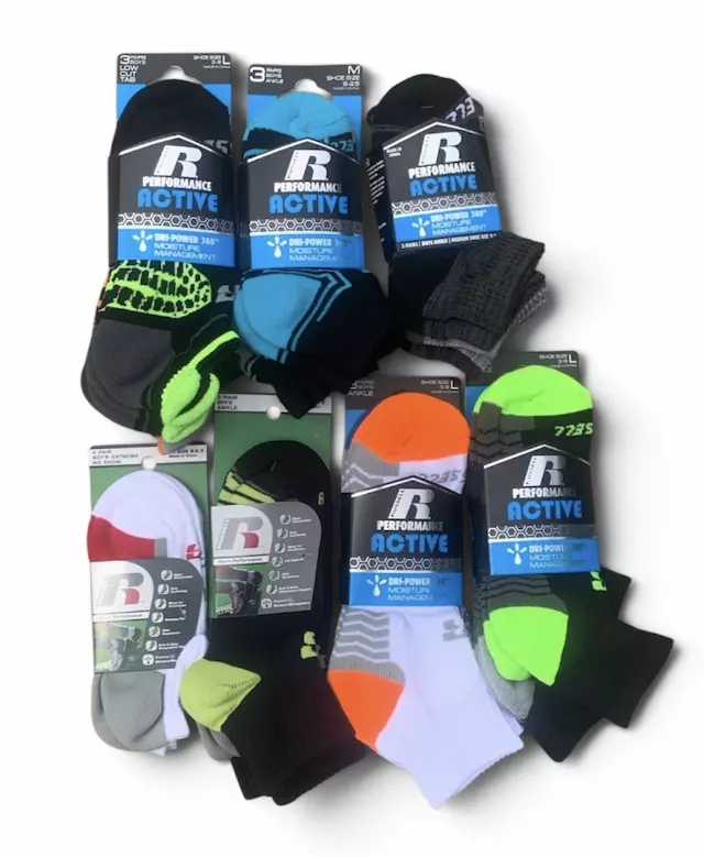 #4-RS-ANKLE Russell Performance Ankle Socks (Medium & Large)- $1.25 per pack of 3 (40 Packs)