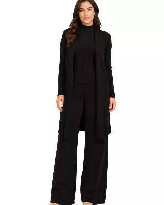 Women's 3-Piece Ribbed Knit Loungewear Set #11 — Black / S/M-L/XL