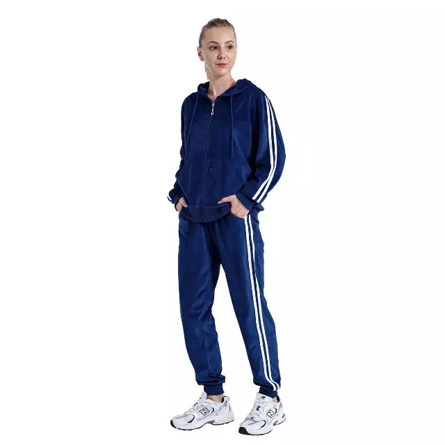 Women's Velvet Hooded Sweatshirt and Sweatpants Set- Style #LJS201- $15.00/ Unit - PLEASE SEE DESCRIPTION — Navy