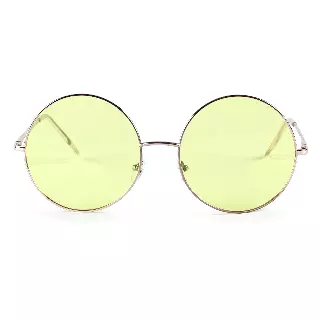 Oversized Round Metal Frame Sunglasses - Multiple Colors J10191