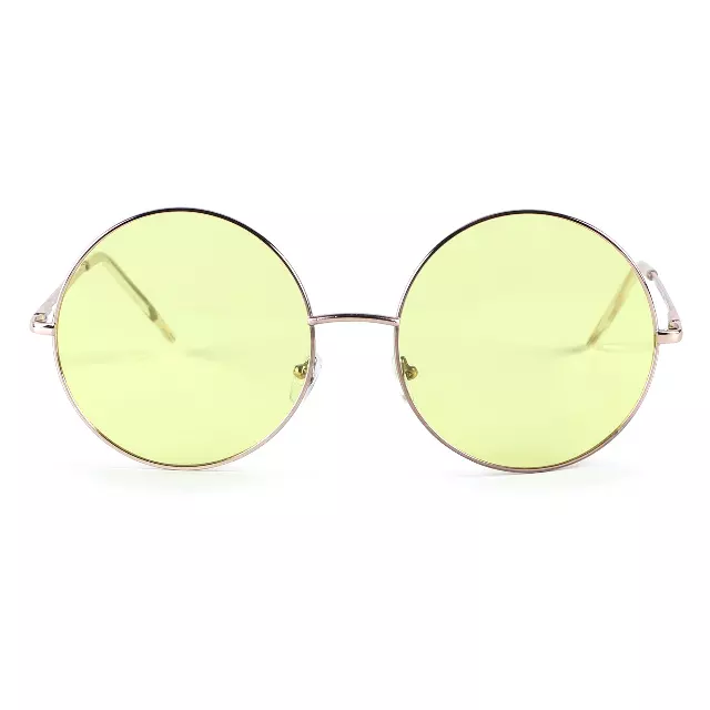 Oversized Round Metal Frame Sunglasses - Multiple Colors J10191
