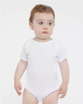 #009-4424-W RABBIT SKINS – White Infant Fine Jersey Bodysuit – $1.00 each (36 pieces)