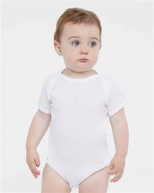 #009-4424-W RABBIT SKINS – White Infant Fine Jersey Bodysuit – $1.00 each (36 pieces)