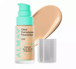 Almay Clear Complexion Foundation, 99, 1 fl oz | Oil-free foundation with salicylic acid for acne-prone skin. Buildable coverage & a soft-matte finish. Vegan. Hypoallergenic.